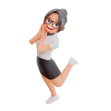Happy businesswoman  3D Illustration