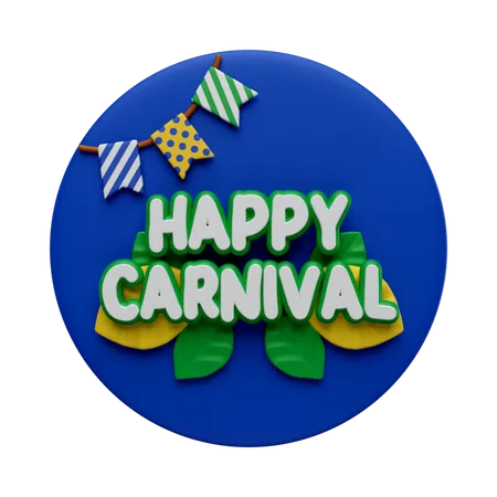 3 D Render Illustration Happy Carnival Text 3D Icon