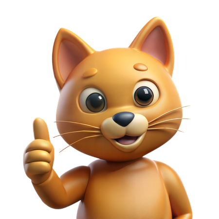 Happy Cat Giving Thumbs Up  3D Icon