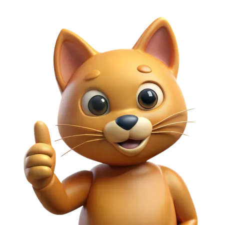 Happy Cat Giving Thumbs Up  3D Icon