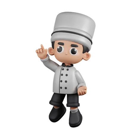 Happy Chef In Jumping Pose  3D Illustration