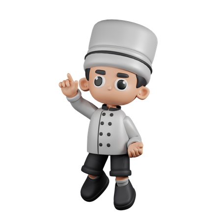 Happy Chef In Jumping Pose  3D Illustration
