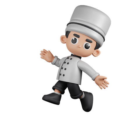 Happy  Chef Jumping  3D Illustration