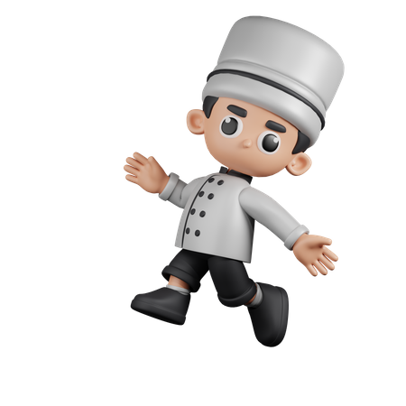 Happy  Chef Jumping  3D Illustration