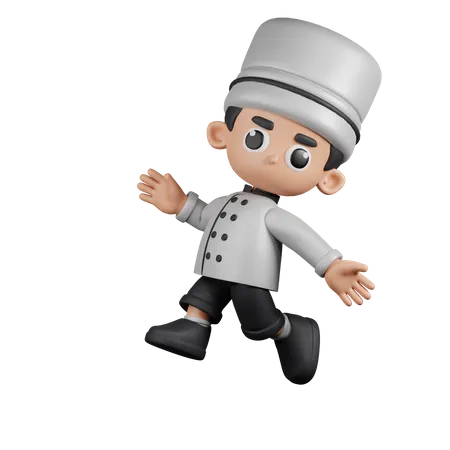 Happy  Chef Jumping  3D Illustration