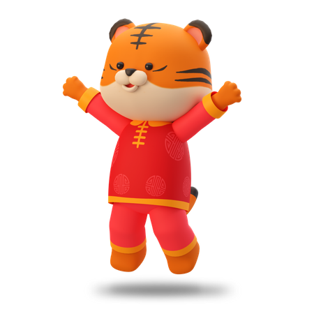 Happy Chinese Cute tiger  3D Illustration