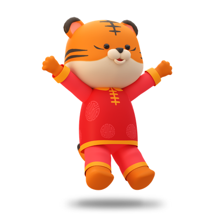 Happy Chinese Cute tiger  3D Illustration