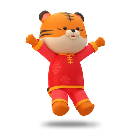 Happy Chinese Cute tiger  3D Illustration