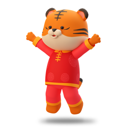 Happy Chinese Cute tiger 3D Illustration