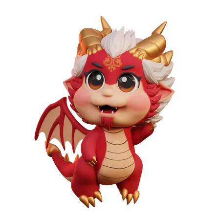 Happy Chinese Dragon  3D Illustration