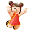 Happy Chinese Girl Jumping