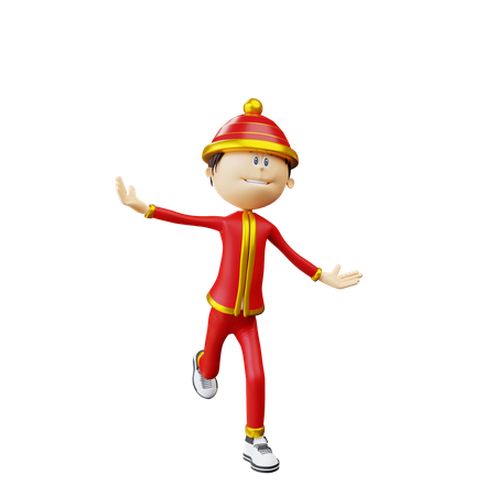 Happy Chinese man  3D Illustration