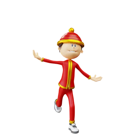 Happy Chinese man  3D Illustration