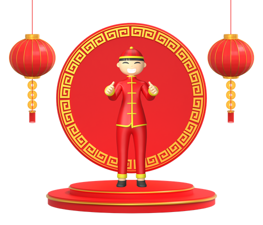 Happy Chinese person 3D Illustration