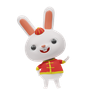 3d happy chinese rabbit emoji