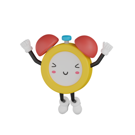 Happy Clock Character  3D Icon