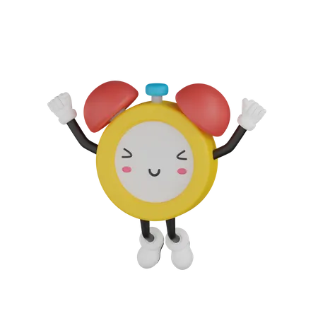 Happy Clock Character  3D Icon