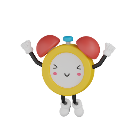 Happy Clock Character  3D Icon
