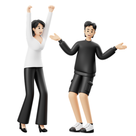 Happy couple dancing  3D Illustration