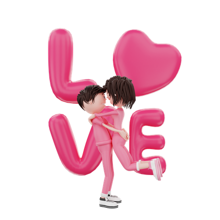 Happy Couple in love  3D Illustration