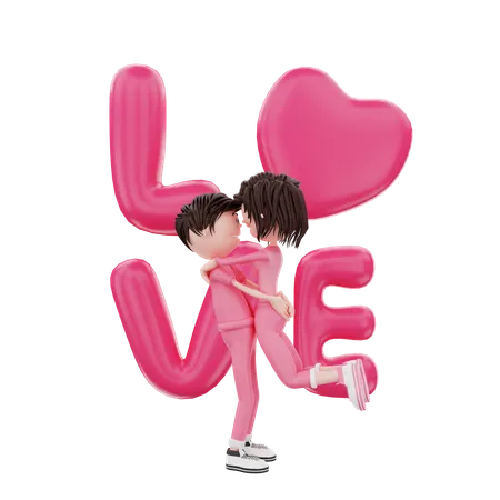 Happy Couple in love  3D Illustration