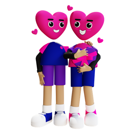 Happy couple on valentines  3D Illustration