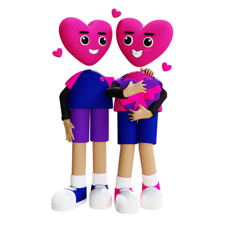 Happy couple on valentines 3D Illustration