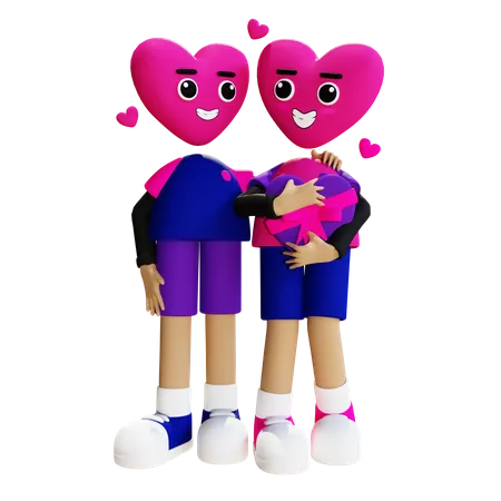 Happy couple on valentines  3D Illustration
