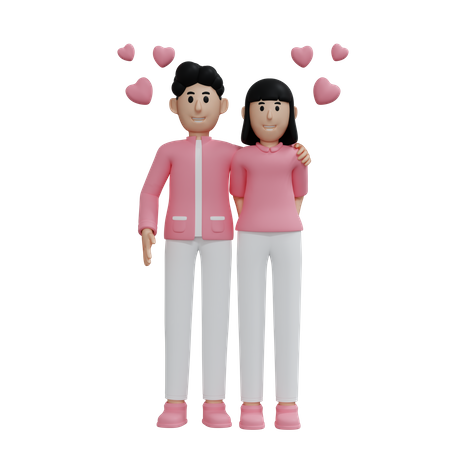 Happy couple standing together  3D Illustration