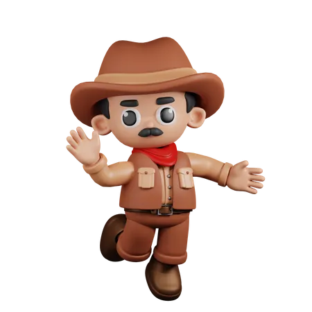 Happy Cowboy  3D Illustration