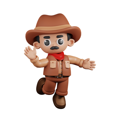 Happy Cowboy  3D Illustration