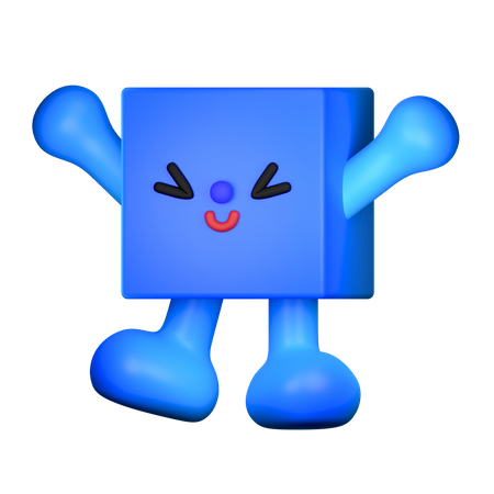 Happy Cube Shape  3D Illustration