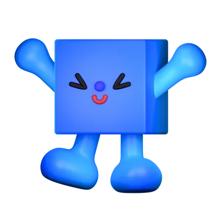 Happy Cube Shape  3D Illustration