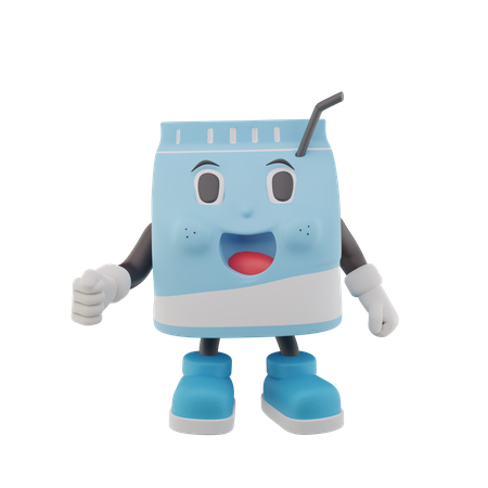 Happy Cute Milk Box Character  3D Icon