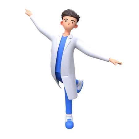 Happy Doctor dancing  3D Illustration