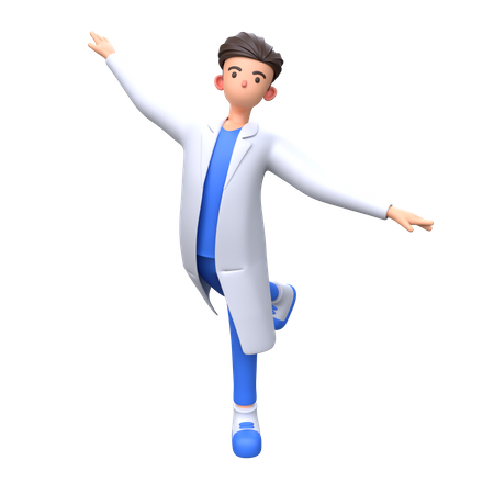 Happy Doctor dancing 3D Illustration