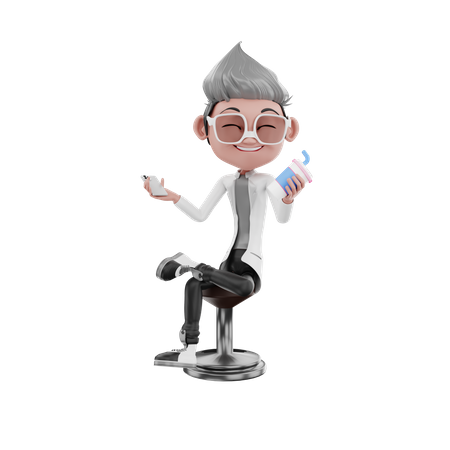 Happy Doctor holding vaccine injection  3D Illustration