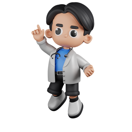 Happy Doctor In  Jumping Pose  3D Icon