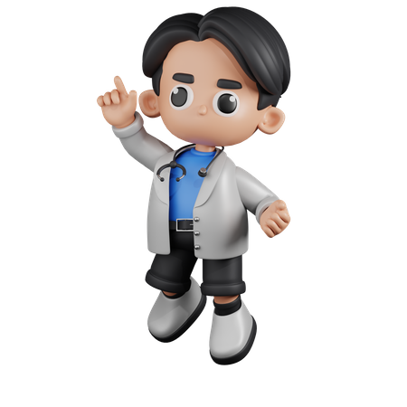 Happy Doctor In  Jumping Pose  3D Illustration