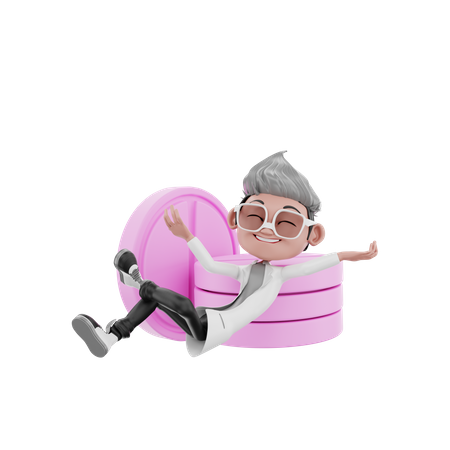 Happy doctor taking rest on medicine 3D Illustration
