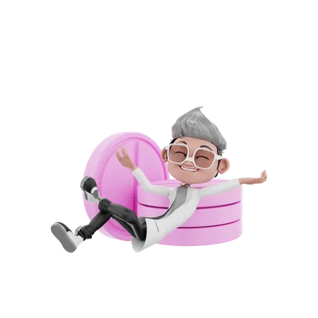 Happy doctor taking rest on medicine  3D Illustration