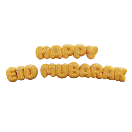 Happy Eid Mubarak Bubble Balloon Letters  3D Icon