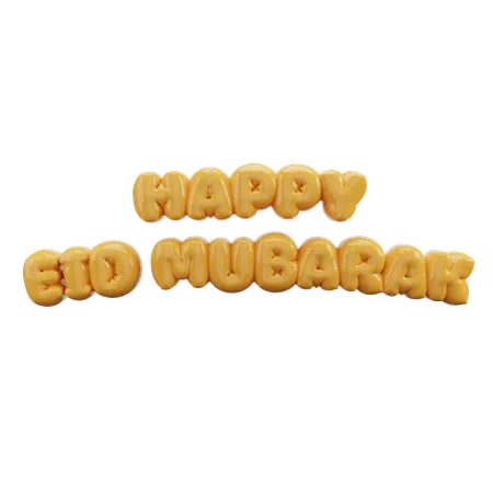 Happy Eid Mubarak Bubble Balloon Letters  3D Icon