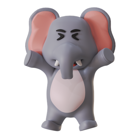 Happy Elephant  3D Illustration