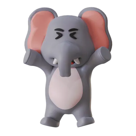 Happy Elephant  3D Illustration