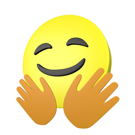Happy Face With Hugging Hand  3D Icon