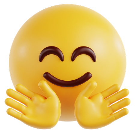 Happy Face With Hugging Hands  3D Icon