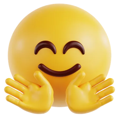 Happy Face With Hugging Hands  3D Icon