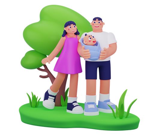 Happy Family  3D Illustration