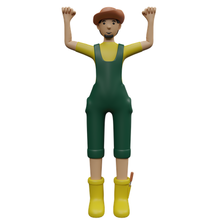 Happy farmer  3D Illustration